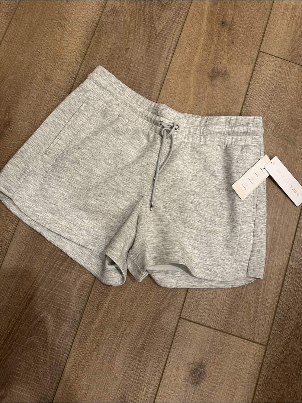 Yogalicious Light Gray Athletic Drawstring Shorts